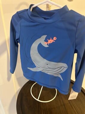 Source Unknown Blue Whale & Coral Crab Rashguard